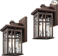 zeyu 12 Inch Patio Wall Light Fixture 2 Pack Outdoor Modern Wall Lights Die-Cast Aluminum Oil Rubbed Bronze Finish with Water Ripple Glass Glass 20068B1-2PK ORB WP