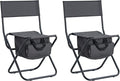 2-Pack Folding Chairs Portable Camping Chairs with Storage Pouch &amp Anti-Slip Feet No Setup Required Instant Outdoor Chairs for Lawn Beach Picnic Concert Supports 280LBS (Gray)