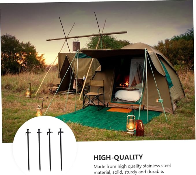 Mipcase 4Pcs Non Steel Tent Stakes Heavy Duty Ground Anchors for Camping Hiking Outdoor Activities Essential Tent Accessories for Family Gazebo Canopy