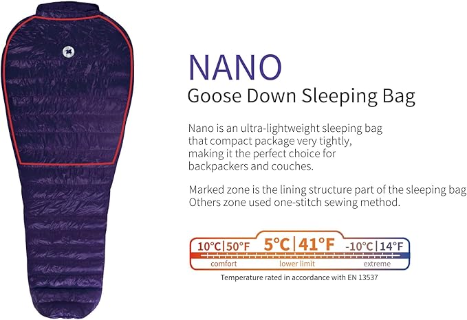 Nano 5 Degree 700FP Ultra Dry Goose Down Sleeping Bag Ultralight Outdoor Camping Hiking Sleeping Bag for Men &amp Women