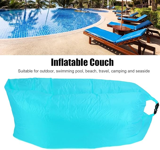 Inflatable Couch Lightweight Air Mattress Foldable Portable Lounger with Carrying Bag Polyester Sky Couch for Backyard Beach Traveling Camping and Music Festivals