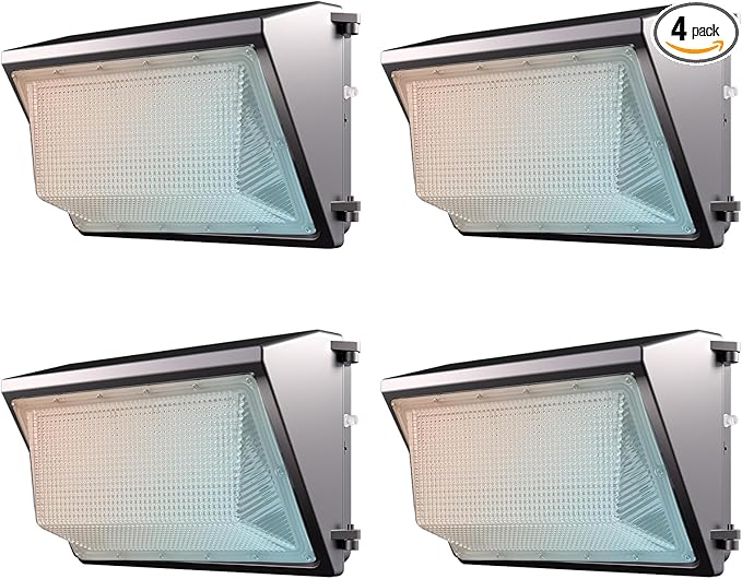 Lightdot 4Pack 150W LED Wall Pack Lights 3CCT Selectable (3000K/4000K/5000K) 100-277v Dusk to Dawn with Photocell 22500Lm 5000K IP65 Outdoor Exterior Lighting for Warehouse Garage(Height:10~20ft)