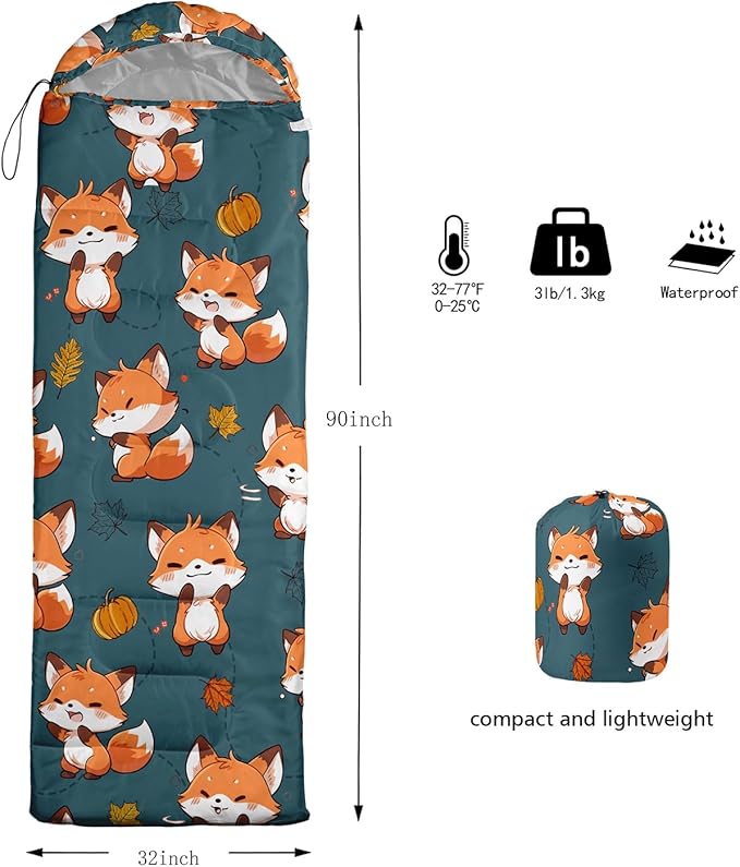 HOSIMA Dear Hunting Pattern Cold Weather Sleeping Bags for Kids AdultsBlack Light Weight Waterproof Sleeping Bags for Outdoors Hiking.