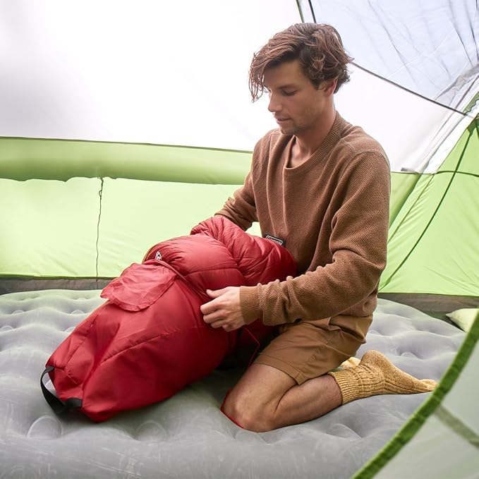 Coleman Flatlands 30/40/50°F Sleeping Bag Made from 100% Recycled Material Big &amp Tall Options Cool-Weather Sleeping Bag for Camping Sleepovers Guests &amp More