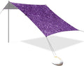 Purple Glitter Texture Beach Tent Sun Shelter 9.2' x 10.5' Beach Canopy with 4 Sandbags 4 Stability Poles Sand Shovels - Tent Canopy for Beach Camping Fishing Picnics