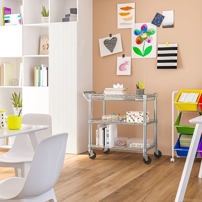 Apply to 3-Tier Heavy-Duty Commercial Utility Cart - NSF Certified Durable Storage Solution for Home Office and Warehouse