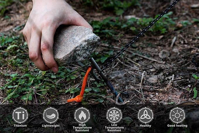Boundless Voyage 6pcs Titanium Alloy Tent Pegs Outdoor Camping Awning Tent Stakes Lightweight Tent Nail 24CM-Ti4013P