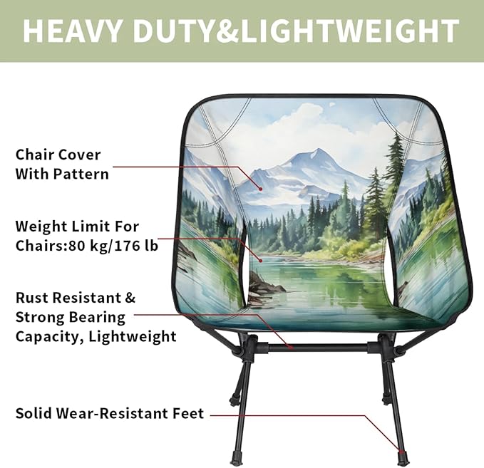 Honeybaby Folding Camping Chair Mountain River Camping Chairs Lightweight Portable Chair Outdoor Foldable Chairs for Camping Travel Picnic Beach Hiking