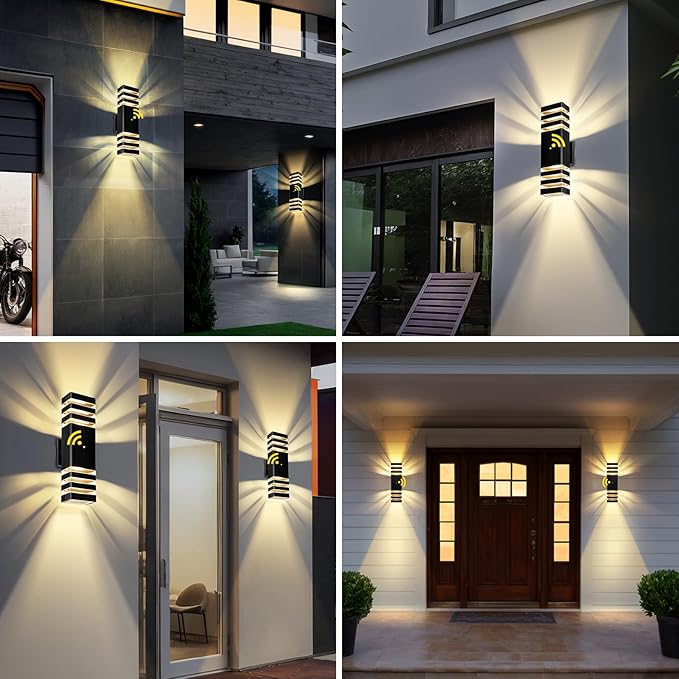 LED Square Up &amp Down Wall Lights 2 Pack 15inchOutdoor Wall Lights 3000K Aluminum Body Waterproof IP65 Exterior Light Fixtures Wall Mount Up Down Porch Lights Outdoor for House Porch Garage