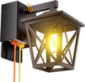 Ehaho Porch Lights with Outlet Dusk to Dawn Outdoor with Outlet Built-in Waterproof Anti-Rust Aluminum Outside Light with GFCI Outlet Wall Sconce Light with Plug for Front Door (Black 1PC)