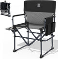 EVER ADVANCED Camping Directors' Chair with Side Table Portable Folding with Compact Size Breathable &amp Quick Dry Design Heavy Duty Lawn Chair with Pocket 400lbs Textilene Mesh Black