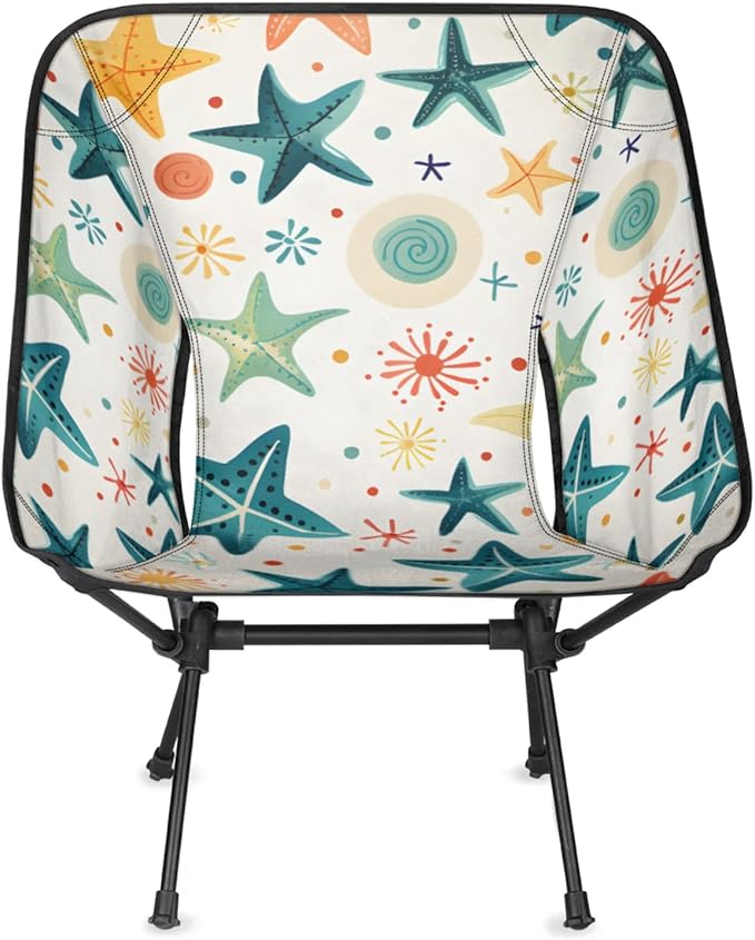 Honeybaby Folding Camping Chair Starfish Pattern Camping Chairs Lightweight Portable Chair Outdoor Foldable Chairs for Camping Travel Picnic Beach Hiking