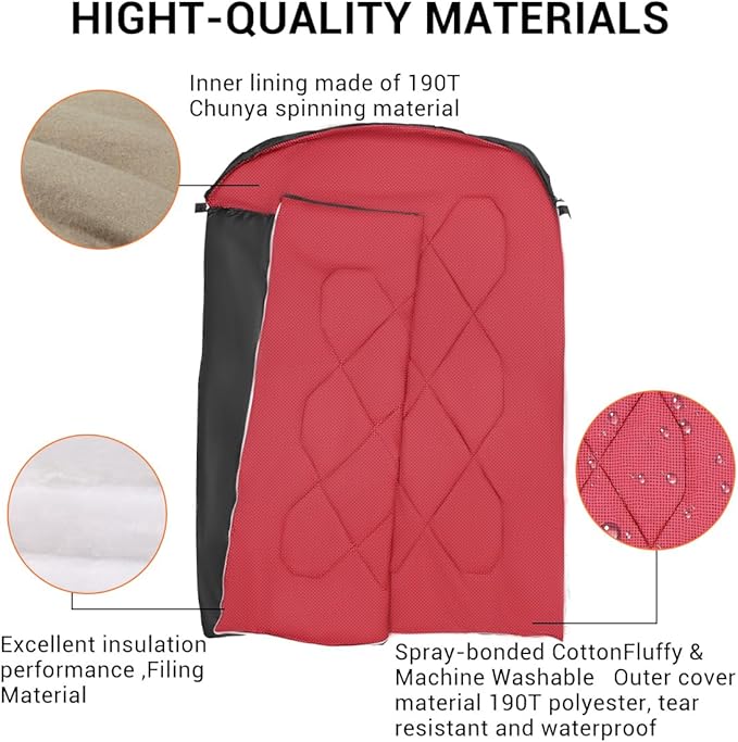 Double Sleeping Bag for Adults CampingBring Pillow XL Queen Size Sleeping Bags for 2 Person Hiking Backpacking Lightweight Waterproof with Compression Sack