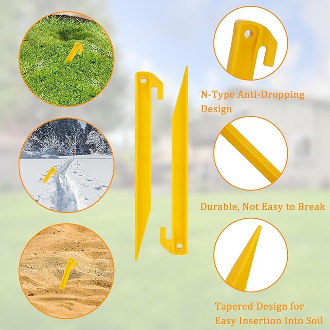 80 Pcs Plastic Tent Stakes - 9 Inch Tent Stakes Heavy Duty Tent Pegs Canopy Stakes Spike Hook Plastic Stakes Awning Camping Pegs for Camping Outdoor Sand Beach Garden Lawn Stake