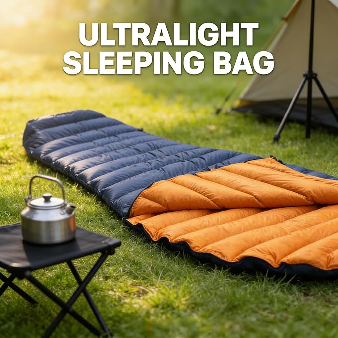 Down Sleeping Bag Ultralight for Adults 90% Duck Down 800+ Fill Power 5-10°C with Compression Storage Bag - Water-Resistant Shell for Kids and Backpacking Gear