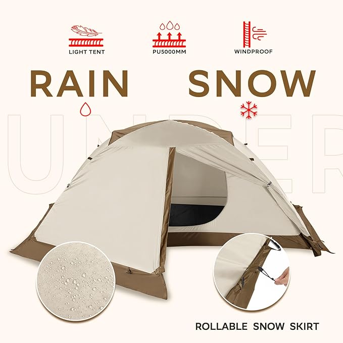 1/2 Person Backpacking Tent for 4-Season - Winter Waterproof Tent for One Person Lightweight Camping Gear for Backpacking Easy Set Up Cold Weather Essentials by Underwood Aggregator