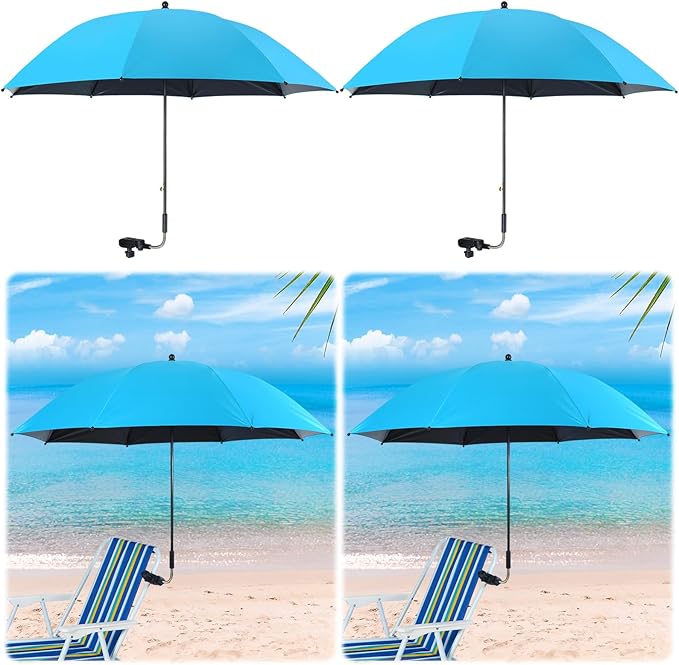 Hosuly 4 Pcs 46 Chair Umbrella with Universal Adjustable Clamp Sun Protection Portable Outdoor Umbrella for Camping Chair Patio Golf Carts Not Include Chair