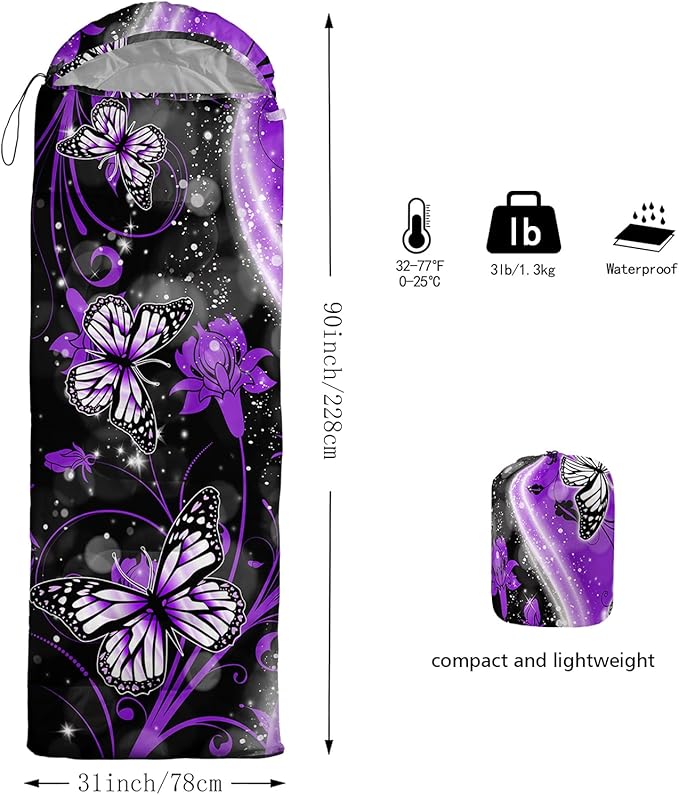 QOOMO Camping Sleeping Bags3 Season Warm &amp Cool WeatherLightweightWaterproof Sleeping Bags for Adults &amp KidsTravelingand OutdoorsCamping Gear Equipment