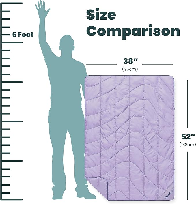 Rumpl Travel Puffy Blanket Ultra-Packable Travel-Size Warmth and Comfort Lavender