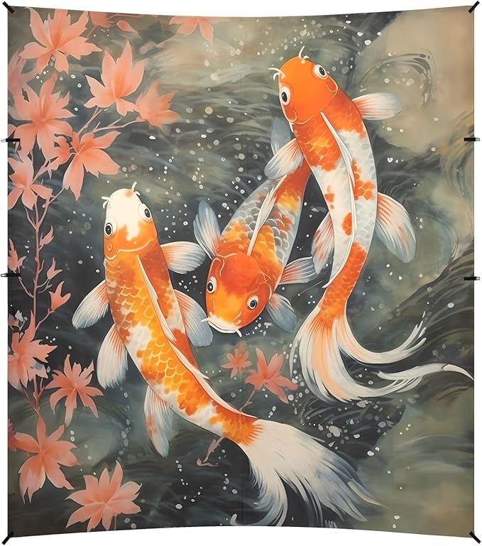 Camping Sun Shelters Lovely Koi Fish in The Water Beach Canopy 126 * 110.2in