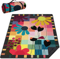 Abstract Floral Picnic Blankets Waterproof Foldable 60″X80″ Thick Picnic Mat Outdoor Blanket for Grass Modern Beach Blanket Sandproof Picnic Accessories for Camping Party Park Travel