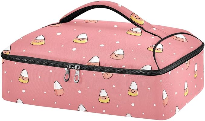 Casserole Carrier Print Candy Corn PatternInsulated Casserole Carrier for Hot or Cold Food Thermal Lunch Tote for Potluck Parties Picnic Beach Fits 9 x 13 Inches Baking Dish