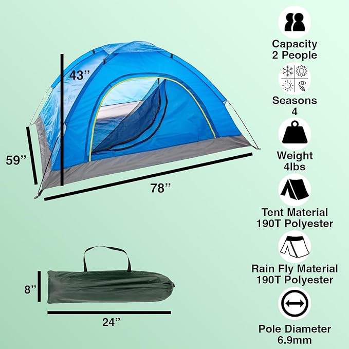 10 Pack Bulk 2 Person Tents for Homeless Scouts Camping Backpacking | Waterproof Lightweight Easy Pop Up Setup 1-2 Person Tent