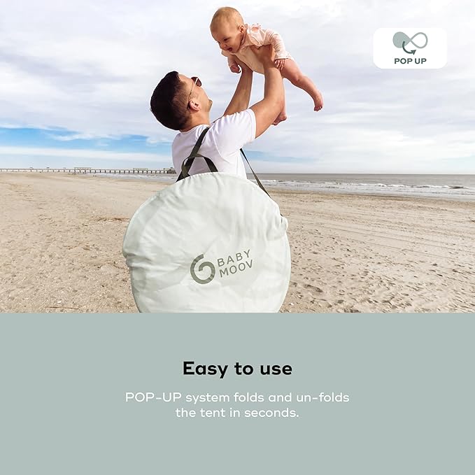 Babymoov Moov &amp Protect Anti-UV Cooling Beach Tent for Babies with Integrated Mosquito Net Portable Green Lagoon (Summer 2025 Edition)