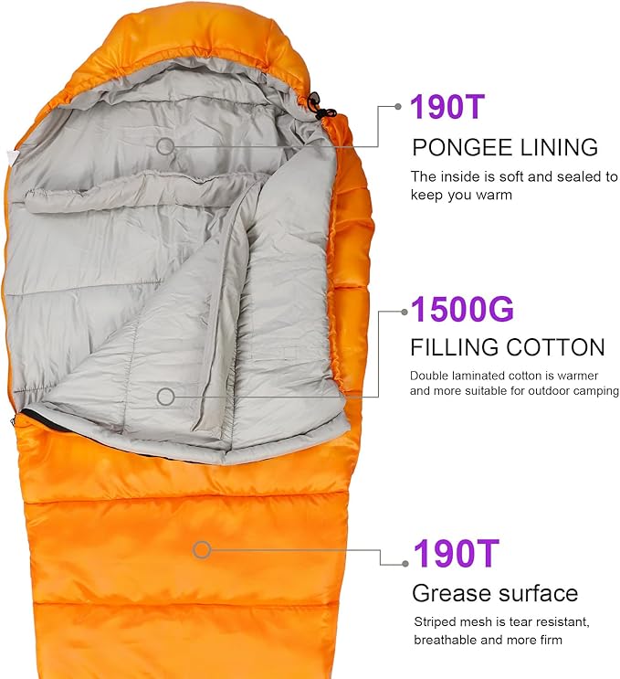 Northroad Mummy Sleeping Bag 14-59 ℉ 3-4 Season Warm &amp Cool Weather Summer Spring Fall Lightweight Washable Sleeping Bag for Outdoor Camping Hiking Travel Hunting