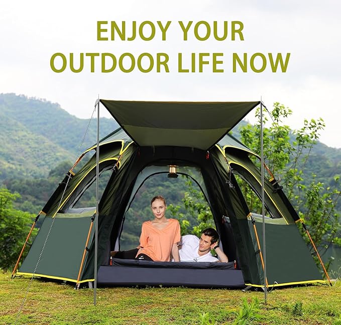 Camping Tent with Instant Setup 2/3 Person Weatherproof Easy Quick Set Up in 60 Seconds with Rainfly Backpack Tent for Family Camping &amp Hiking Upgraded VentilationCenter Height 66-inch