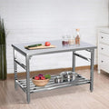 48 x 30 Inch Stainless Steel Prep Table Commercial Worktables &amp Workstations with Adjustable Undershelf Heavy Duty Folding Kitchen Island for Restaurant Kitchen Laundry