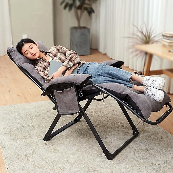 Deck Chair FoldingArmchair Chair Reclinifoldibeach Chairs Heavy Duty Lounge Chairs Foldioutdoor Lounge Chairs with Removable Pillow Drinkichair for Outdoor Campiwith P/Sier
