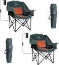 Nice C Heated Camping Chairs with Battery Outdoor Heated Sports Chair Oversized XL Padded Camping Chair Wide&ampThick Heavy Duty 400lb Carry Bag Cup Holder &amp Cooler (Two Green)