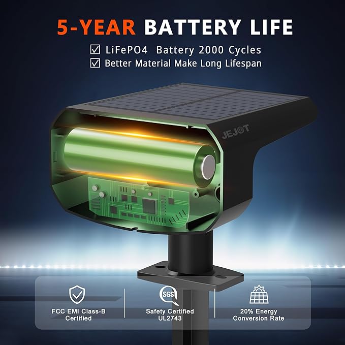 Solar Lights Outdoor Waterproof IP65Auto On/Off 2700K 2 Lighting Modes Super Bright LED Solar Powered Yard Garden Solar Spot Lights for Outside Landscape -8 Pack
