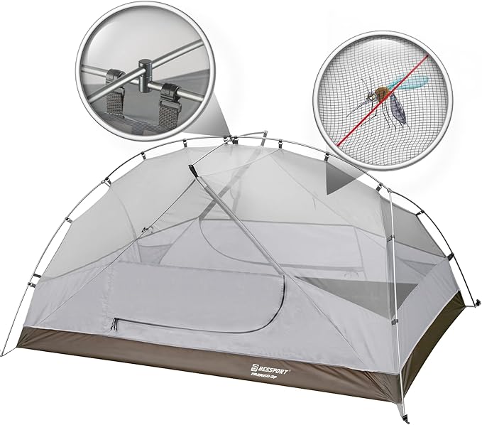 Bessport Camping Tent for 2-3 Person Lightweight Backpacking Tent Waterproof Windproof Two Doors Easy Setup Double Layer Outdoor Tents for 3 to 4 Seasons Suitable for OutdoorHikingCamping
