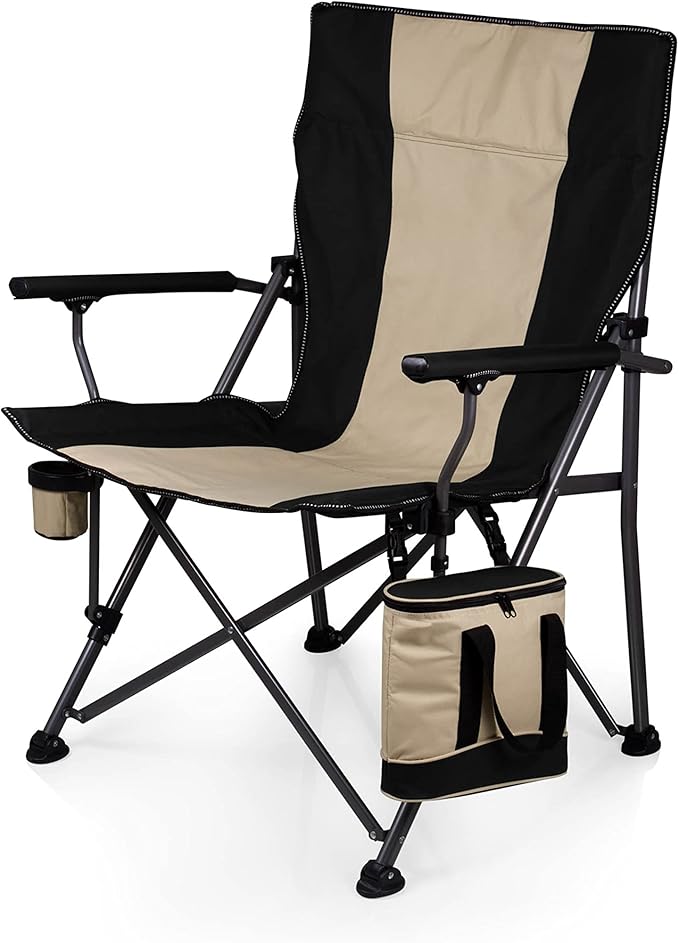 Picnic TIME NFL Green Bay Packers Big Bear XXL Camp Chair with Cooler Heavy Duty Beach Chair 500 lb Capacity Camping Chair with Carry Bag (Black)