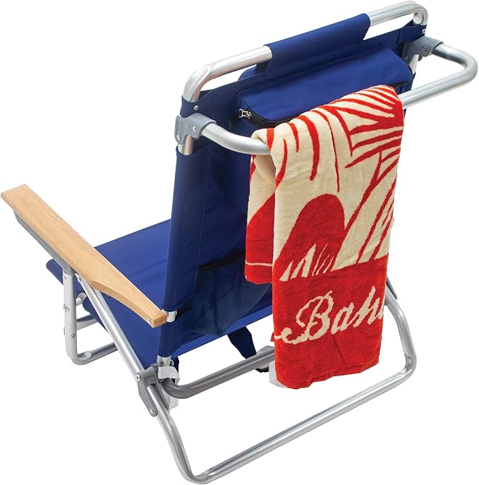 Tommy Bahama 2-Pack 5-Position Classic Lay Flat Backpack Beach Chair with Cooler and Cup Holder Portable Folding Beach Chair for Tanning Navy