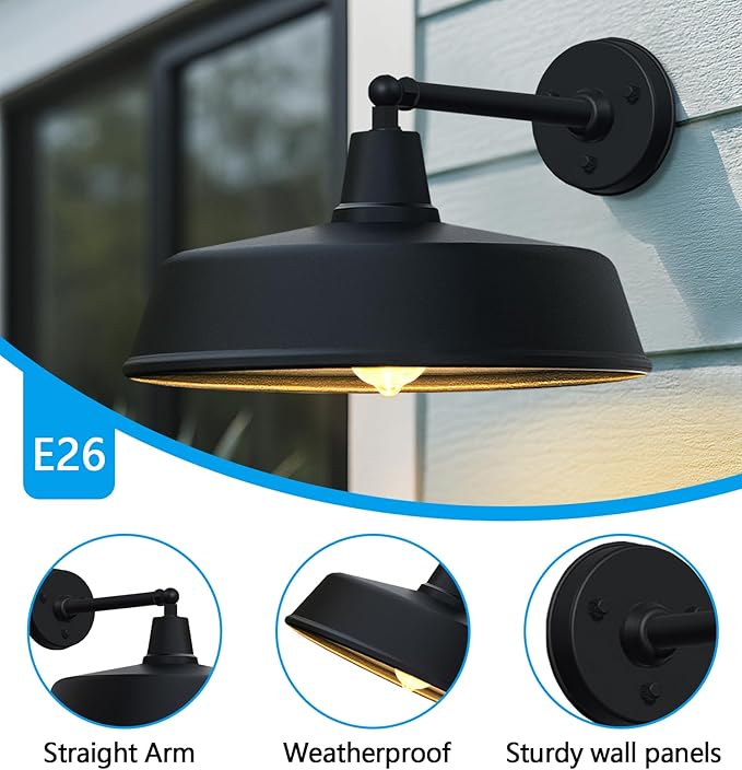 JOESA Large 18 Outdoor barn gooseneck Light Vintage Farmhouse Style Wall Mounted barn Light Perfect as an Exterior Light Fixture for Homes porches and garages