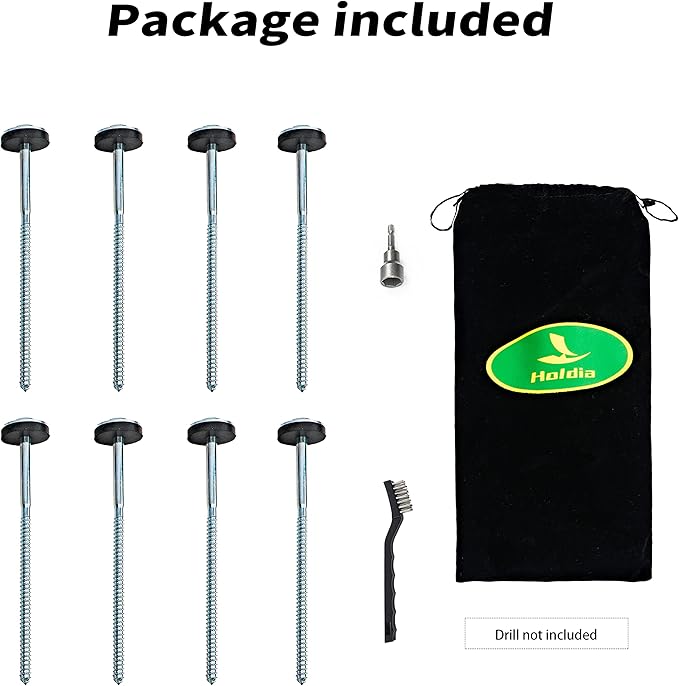 8 Pcs Drillable Tent Stakes 12 | Hex Pegs | Heavy Duty Metal Tent Anchors &amp Camping Spikes with 17MM Hex Drill Adapter and Storage Bag