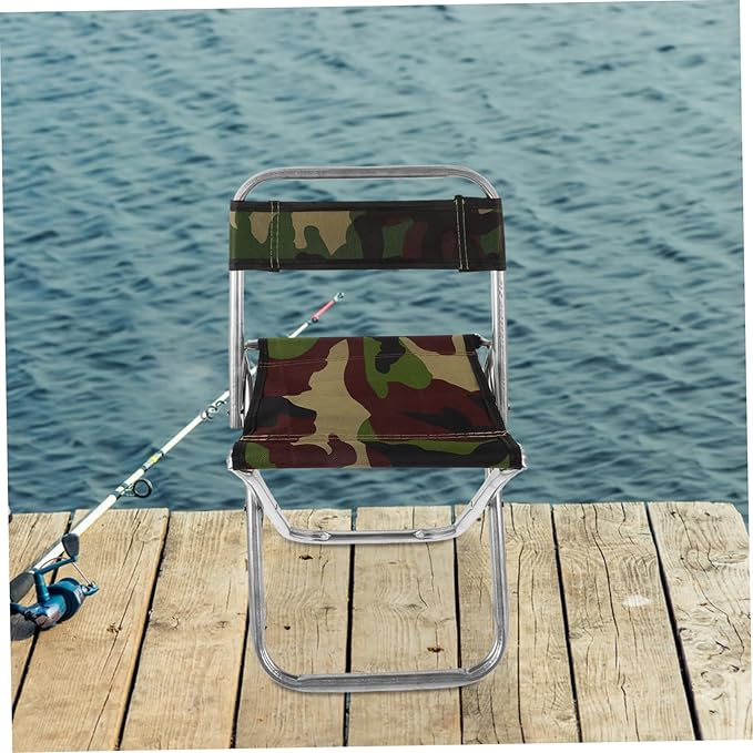 Folding Stool Large Portable Camping Chair Metal Backrest Easy to Carry for Outdoor Use
