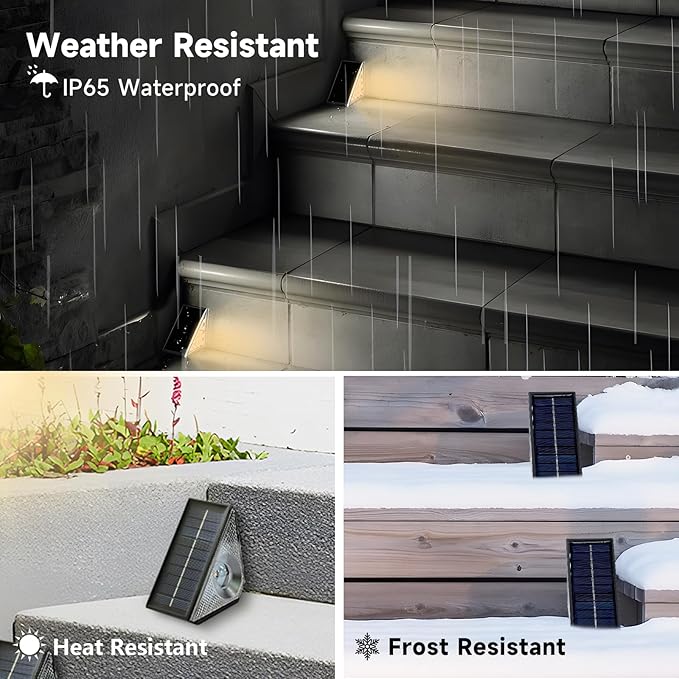 Solar Step Deck Lights Outdoor: CIYOYO 6 Pack Solar Step Light Waterproof Warm White/7 RGB Color Glow Solar Fence Lights for Patio Stairs Post Pathway Porch Driveway Garden Decor