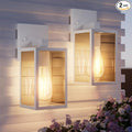 2 Pack White Exterior Lighting Fixtures Wall Mount Outside Front Porch Lights for House Outdoor Lantern Lamp Waterproof Wall Sconce Lights Coach Light for Garage Entryway