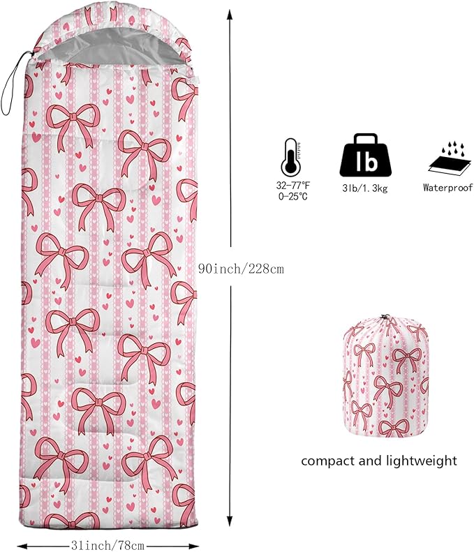 QOOMO Camping Sleeping Bags3 Season Warm &amp Cool WeatherLightweightWaterproof Sleeping Bags for Adults &amp KidsTravelingand OutdoorsCamping Gear Equipment