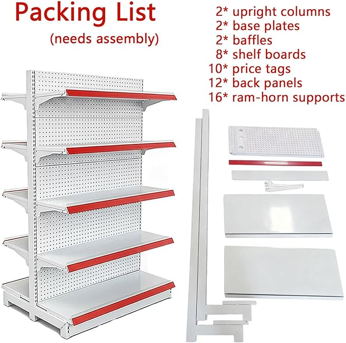 165cm/195cm Tall Retail Snack Display Shelf Floor-Standing Food Rack Holder for Grocery Supermarket Department Stores Chips/Candy/Drinks Organizer 93x80x195cm(Ten-Shelves)