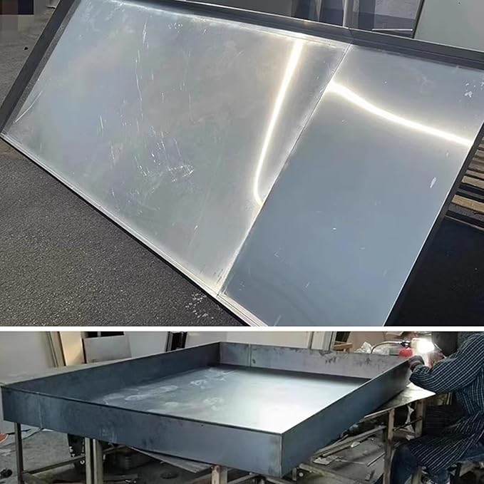 Heavy Duty 304 Stainless Steel Drain Pan with 2m Hose - AC &amp Washing Machine Drip Tray for Leak Prevention Ideal for Flower Pots &amp Garage (70x50cm/28x20in)