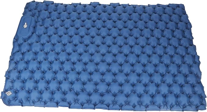 Outdoor Air Mattress Portable Proof Double Inflatable Camping Mat Navy Blue with Built in Foot Pump Durable 210T Fabric for Camping Hiking Backpacking