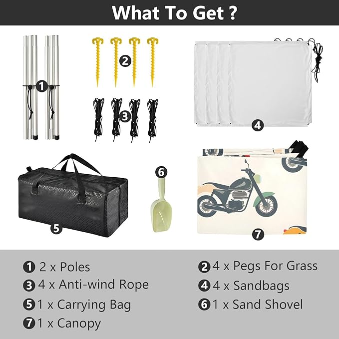 Beach Tent Sun Shelter Modern Motorcycles Lightweight &amp Easy Setup Beach Shade Canopy for Camping Fishing