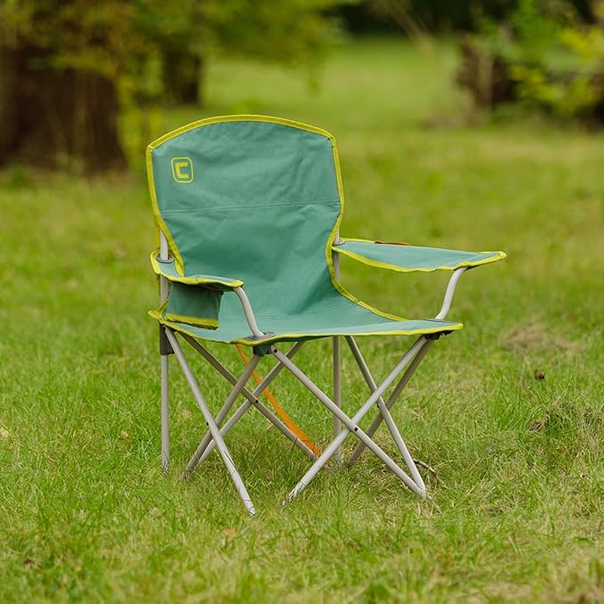 CORE Youth Quad Chair | Folding Chair with Cupholder for Indoor Home or Outdoor Camping | Perfect for Concert Seat Sports Beach Travel &amp Picnic (Green)