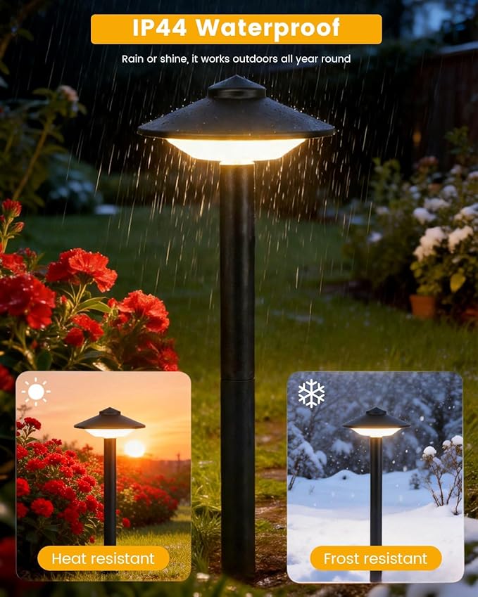 Low Voltage Pathway Lights 6 Pack - 2.7W LED Landscape Lighting Die-Cast Aluminum Outdoor Path Lights with Patent Connector 5.9x5.9x13.7inch Wet Location Safe