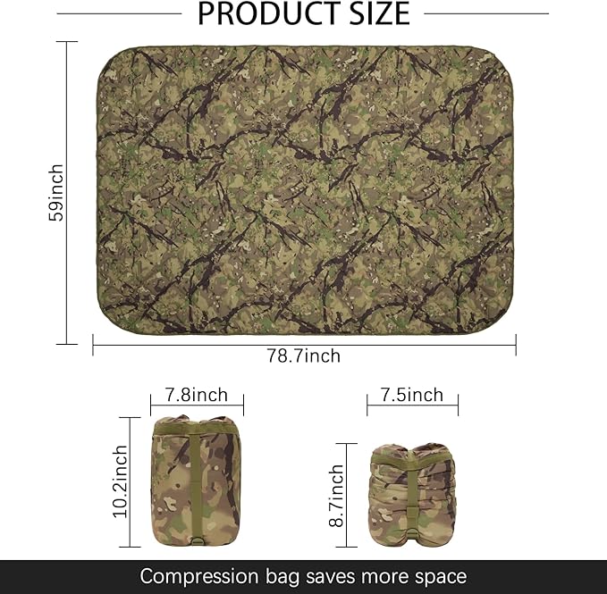 LOOGU Camo Blanket Waterproof Insulation Poncho Liner for Outdoor Camping Hiking Hunting Survival Backpacking Picnicking